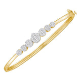 14kt Yellow Gold Womens Round Diamond Flower Cluster Bangle Bracelet 1 Cttw