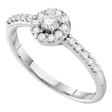 14kt White Gold Womens Round Diamond Solitaire Halo Bridal Wedding Engagement Ring 1/3 Cttw