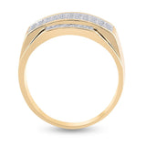 10kt Yellow Gold Mens Round Diamond Rectangle Cluster Ring 1/3 Cttw