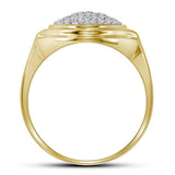 10kt Yellow Gold Mens Round Diamond Circle Cluster Fashion Ring 1/3 Cttw