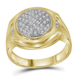 10kt Yellow Gold Mens Round Diamond Circle Cluster Fashion Ring 1/3 Cttw