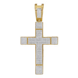 10kt Yellow Gold Mens Round Diamond Cross Charm Pendant 1-1/2 Cttw