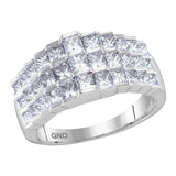 14kt White Gold Womens Staggered Princess Diamond Arched Fashion Band Ring 2.00 Cttw