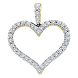 14kt Yellow Gold Womens Round Diamond Classic Heart Outline Pendant 1/2 Cttw