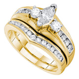 14kt Yellow Gold Marquise Diamond Bridal Wedding Ring Band Set /8 Cttw