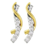 14kt Yellow Gold Womens Round Diamond Journey Earrings 1/2 Cttw