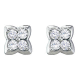 14kt White Gold Womens Round Diamond Cluster Earrings 1/4 Cttw