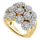 14kt Yellow Gold Womens Round Diamond Flower Cluster Ring 2-1/5 Cttw
