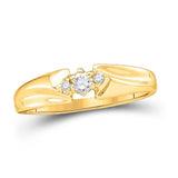 14kt Yellow Gold Womens Round Diamond 3-stone Promise Ring 1/10 Cttw