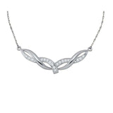 10kt White Gold Womens Round Diamond Twist Bar Fashion Pendant Necklace 1/3 Cttw