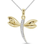 10k Yellow Gold Diamond-accented Dragonfly Womens Winged Bug Insect Charm Pendant .03 Cttw