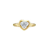 10kt Yellow Gold Womens Round Diamond Simple Heart Cluster Ring 1/20 Cttw