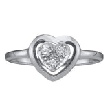 10kt White Gold Womens Round Diamond Simple Heart Cluster Ring 1/20 Cttw
