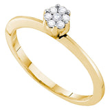 10kt Yellow Gold Womens Round Diamond Flower Cluster Ring 1/8 Cttw