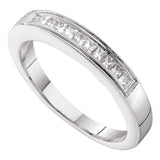 14kt White Gold Womens Princess Diamond 3mm Wedding Band Ring 1/4 Cttw