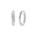 14kt White Gold Womens Round Diamond Two-tone Cluster Hoop Earrings 1/6 Cttw