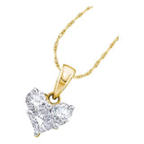 14kt Yellow Gold Womens Princess Diamond Heart Pendant 1/2 Cttw