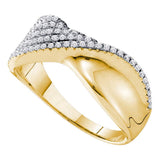 14kt Yellow Gold Womens Round Diamond Fold Twist Band Ring 3/8 Cttw
