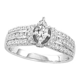 14kt White Gold Womens Marquise Diamond Solitaire Bridal Wedding Engagement Ring 1.00 Cttw