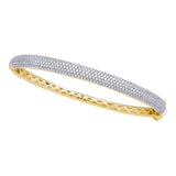 14kt Yellow Gold Womens Round Diamond Pave Bangle Bracelet 2 Cttw