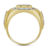 10kt Yellow Gold Mens Round Diamond Circle Cluster Ring 1/2 Cttw