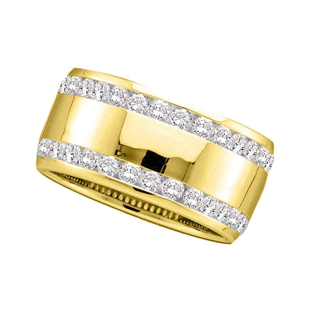 14kt Yellow Gold Womens Channel-set Round Diamond Double Row Wedding Band 1/2 Cttw