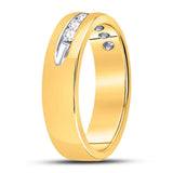 14kt Yellow Gold Mens Machine Set Round Diamond Wedding Channel Band Ring 1/4 Cttw