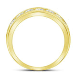 14kt Yellow Gold Mens Machine Set Round Diamond Wedding Channel Band Ring 1-1/2 Cttw