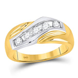 14kt Two-tone Gold Mens Round Diamond Wedding Band Ring 1/2 Cttw