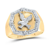 10kt Yellow Gold Mens Round Diamond Eagle Cluster Ring 1/4 Cttw