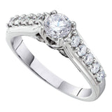 10kt White Gold Womens Round Diamond Solitaire Bridal Wedding Engagement Ring 1-1/2 Cttw