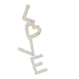 14kt Yellow Gold Womens Round Diamond Love Letters Heart Word Pendant 1/5 Cttw