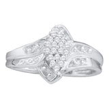 14kt White Gold Womens Round Diamond Oval Cluster Ring 1/6 Cttw
