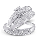 14kt White Gold His Hers Round Diamond Cluster Matching Wedding Set 1/10 Cttw