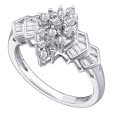 14kt White Gold Womens Round Diamond Oval Cluster Ring 1/4 Cttw