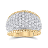 10kt Yellow Gold Womens Round Diamond Pave Rope Band Ring 2 Cttw