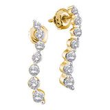 14kt Yellow Gold Womens Round Diamond Journey Earrings 1/4 Cttw