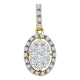 14kt Yellow Gold Womens Round Diamond Oval Cluster Pendant 1/2 Cttw
