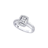 14kt White Gold Womens Princess Diamond Rectangle Frame Cluster Ring 1/2 Cttw