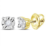 14kt Yellow Gold Small Round Diamond Miracle Solitaire Earrings 1/20 Cttw