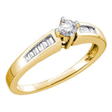 14kt Yellow Gold Womens Round Diamond Solitaire Promise Ring 1/3 Cttw