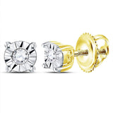 10kt Yellow Gold Small Round Diamond Solitaire Illusion Earrings 1/20 Cttw