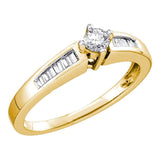 10kt Yellow Gold Womens Round Diamond Solitaire Promise Ring 1/3 Cttw