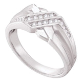 14kt White Gold Mens Round Diamond Fashion Ring 1/5 Cttw