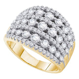 14k Yellow Gold Womens Round Pave-set Diamond Wide Fashion Band Ring 3 Cttw