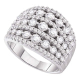 14kt White Gold Womens Round Pave-set Diamond Wide Fashion Band Ring 3 Cttw
