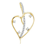 14kt Yellow Gold Womens Round Diamond Wire Heart Pendant 1/5 Cttw