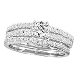 14kt White Gold Womens Round Diamond 3-Piece Bridal Wedding Engagement Ring Band Set 1.00 Cttw