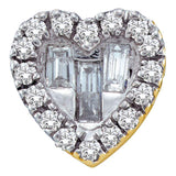 14kt Yellow Gold Womens Baguette Diamond Heart Love Pendant 1/8 Cttw