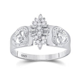 Sterling Silver Womens Round Diamond Heart Mom Cluster Ring 1/8 Cttw